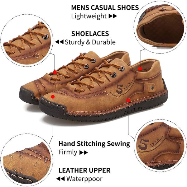 alcubieree Mens Leather Casual Shoes Comfortable Fashion Sneakers Loafers - Image 5