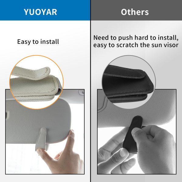 Yuoyar 2 Packs Magnetic Sunglass Holder for Car Visor - Universal - Image 3