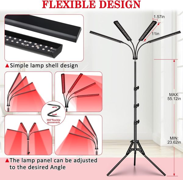 Red Light Therapy Lamp with 4 Heads, 3-in-1 Chip Infrared Light Therapy - Image 6