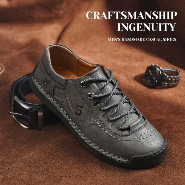 alcubieree Mens Leather Casual Shoes Comfortable Fashion Sneakers Loafers - Image 2