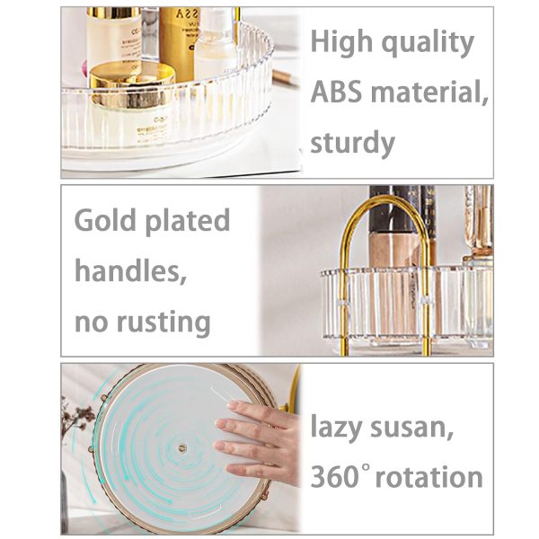 Rotating Makeup Organizer for Vanity 2 Tier, High-Capacity Skincare Clear - Image 3