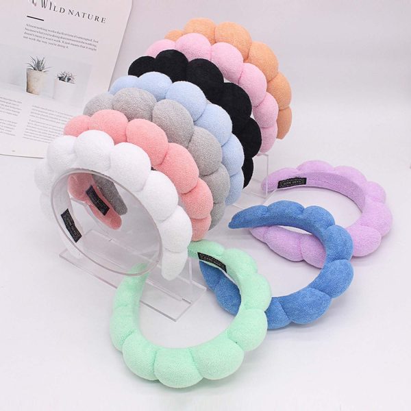 Spa Facial Exfoliator and Makeup Removal Headband - Terry Cloth Bubble Soft - Image 7
