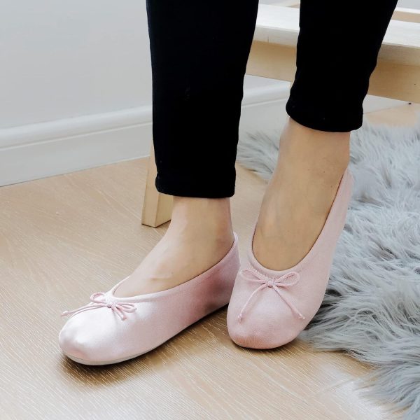 BCTEX COLL Women's Ballerina House Slippers with Bow, Ladies Satin Bedroom - Image 2