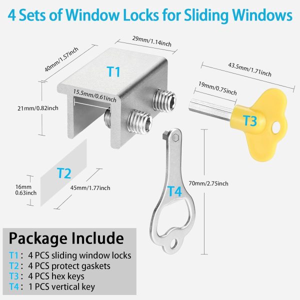 Window Locks (4 Sets), Window Locks for Up and Down Windows, Sliding Window - Image 6