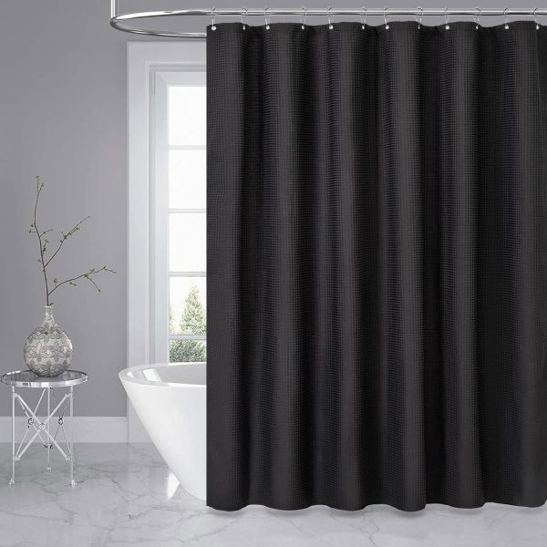 Dynamene Stall Fabric Shower Curtain - 54 inch Wide Waffle Weave Weighted - Image 6