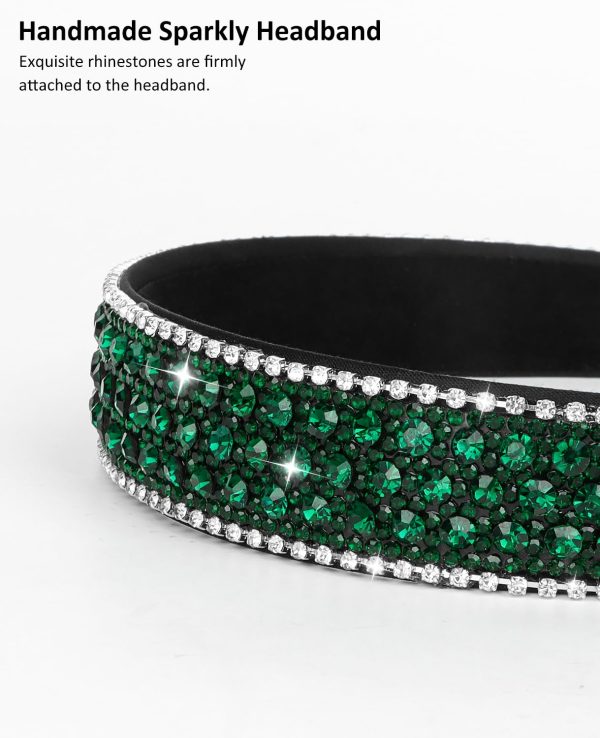 Wecoe Rhinestone Headband - Dark Green Bling Sparkly Crystal Diamond Thin - Image 5