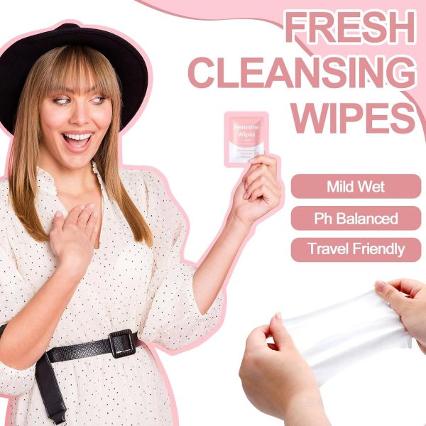 300 Pieces Feminine Wipes Individually Wrapped Women Travel Size Wipes Bulk - Image 5