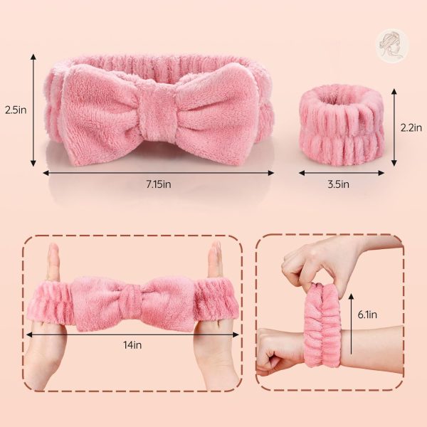 VITEVER 4 Pack Spa Headband for Washing Face with 8 Wristbands, Girl Hair - Image 2