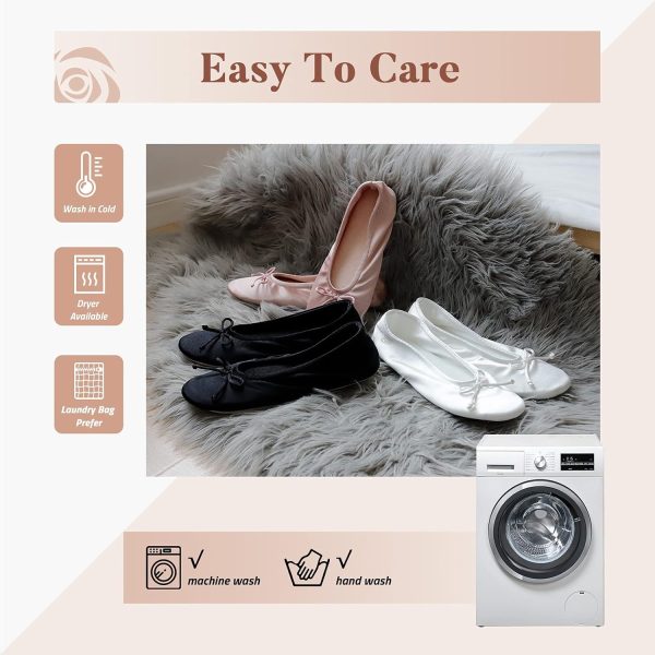 BCTEX COLL Women's Ballerina House Slippers with Bow, Ladies Satin Bedroom - Image 7