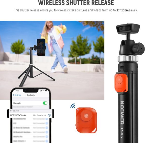NEEWER Phone Tripod for Cell Phone & Camera with Remote, 62.9" All Metal - Image 8