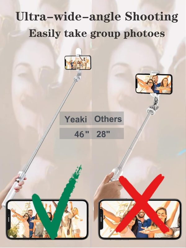 Selfie Stick Tripod with Wireless Remote, 46'' Cellphone Selfie Stick - Image 5