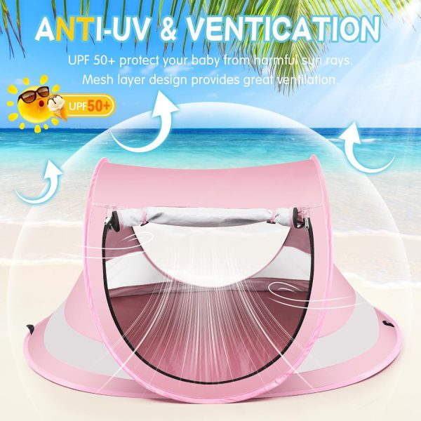 Baby Beach Tent,Large Pop Up Beach Tent Sun Shade for Beach,Portable Baby - Image 3