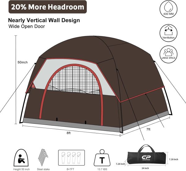 CAMPROS CP Tent 3/4/6/8 Person Camping Tents, Waterproof Windproof Family - Image 2