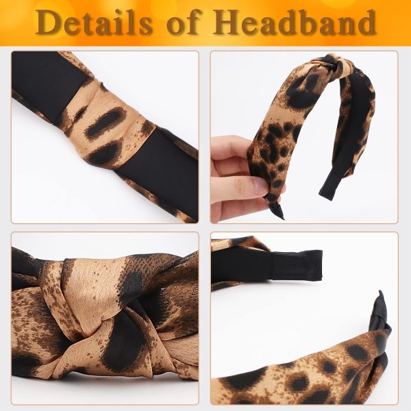 TOBATOBA Cute Fashion Leopard Print Headbands, 3Pcs Knotted Cheetah Print - Image 3