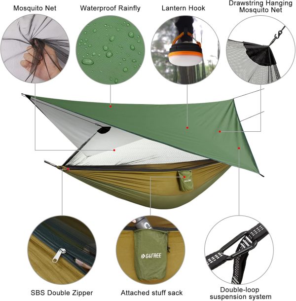 G4Free Camping Hammock with Net and Rain Fly- Portable Hammock Tent with - Image 4