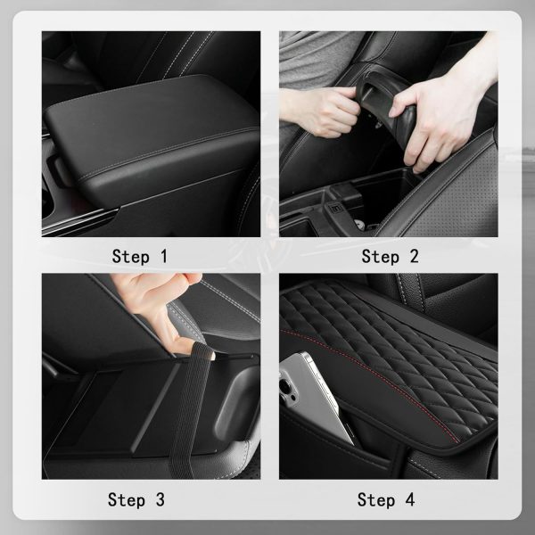 Patchwork Leather Center Console Covers for Cars,Upgraded Arm Rest Cover - Image 6