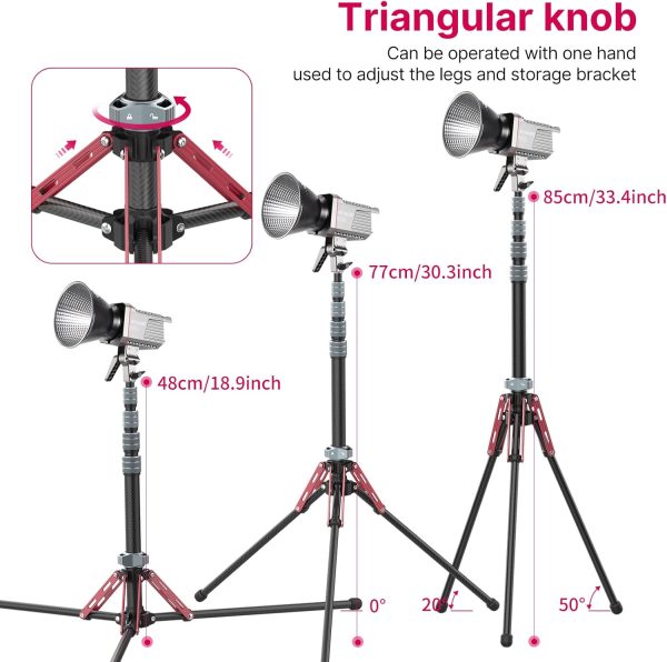 ULANZI Light Stand Carbon Fiber MT-49, Adjustable Tripod Stand for - Image 5