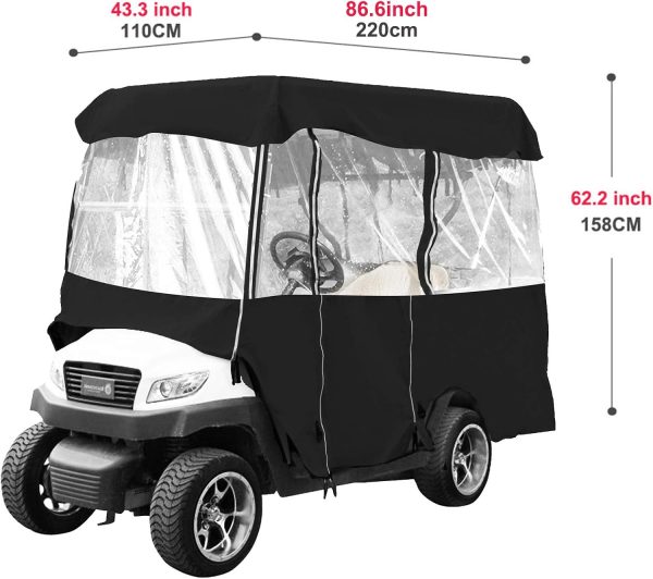 Happybuy Golf Cart Enclosure, 4-Person Golf Cart Cover, 4-Sided Fairway - Image 8