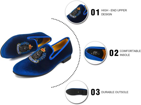 Mens Velvet Loafers Shoes Spiked Dress Shoes with Gold Buckle for Wedding - Image 4