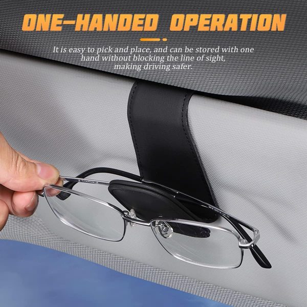 AICEL Sunglasses Holders for Car Sun Visor, Leather Eyeglasses Hanger - Image 3
