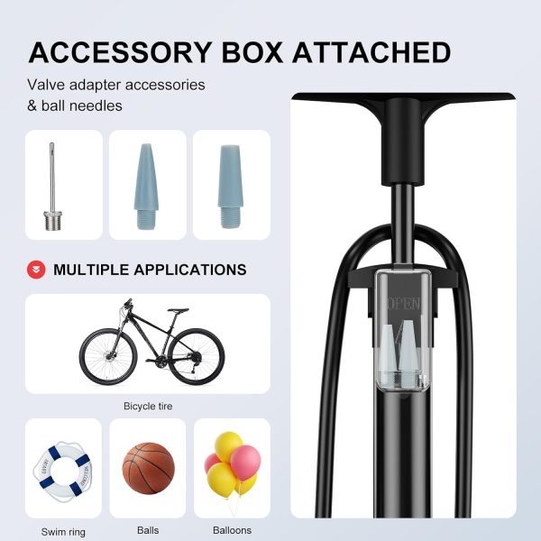 Bike Pump, 25” Height Full Size Bicycle Pump with 160 PSI High Pressure, - Image 5