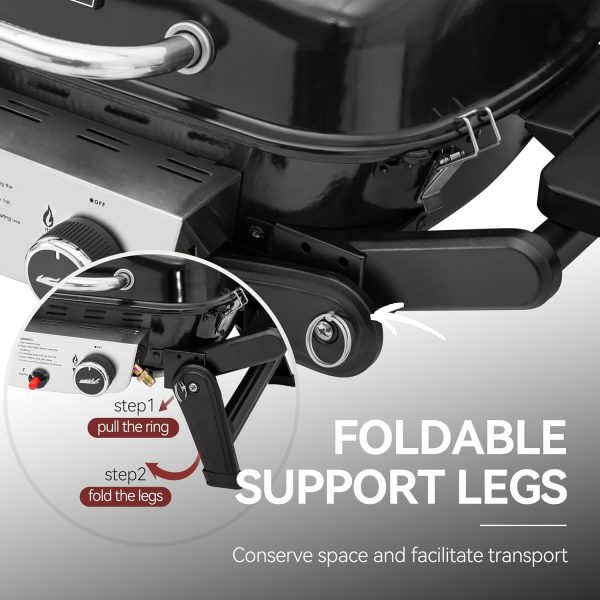 Royal Gourmet GT2005 2-Burner Portable Propane Gas Grill with Foldable Side - Image 5