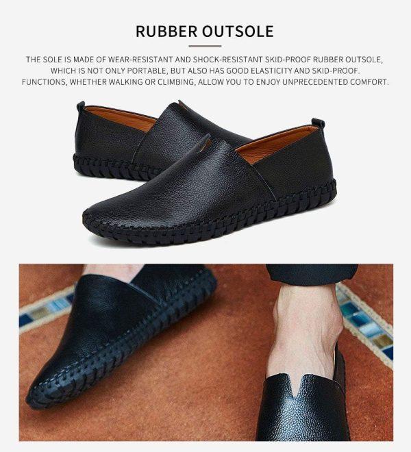 Men's Genuine Leather Loafer Shoes Slip On Soft Walking Driving Shoes - Image 5