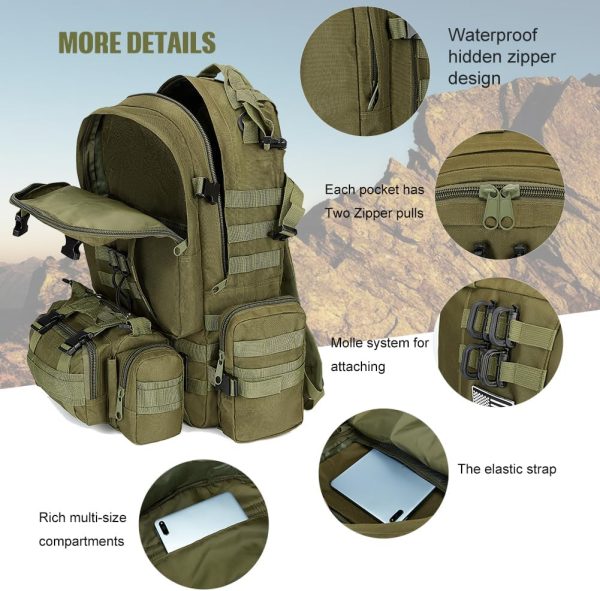 Large Military Tactical Backpack for Men, 40-50L Military Backpack for Men - Image 7