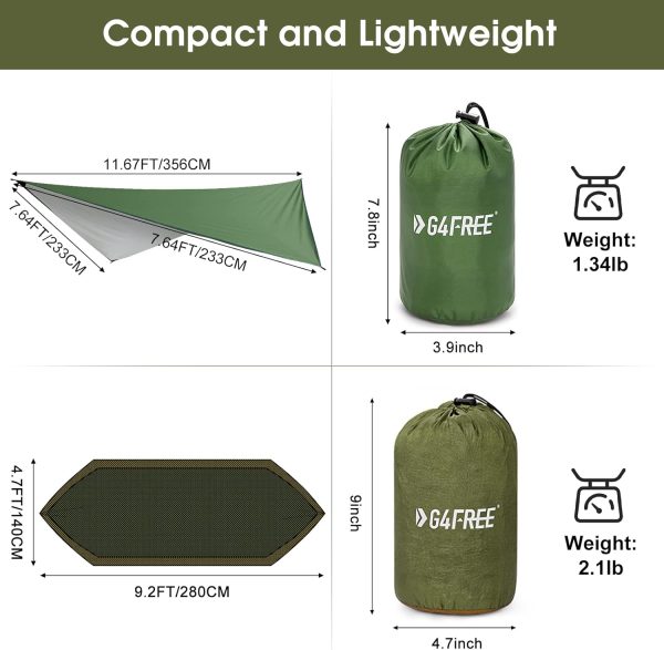 G4Free Camping Hammock with Net and Rain Fly- Portable Hammock Tent with - Image 5