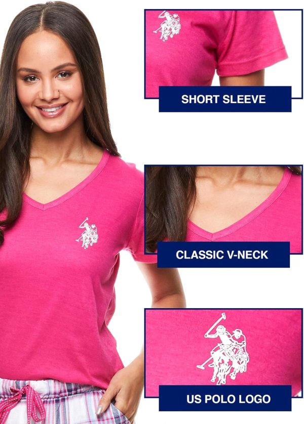U.S. Polo Assn. Summer Pajamas for Women 2 Piece with T-Shirt and Shorts - - Image 2