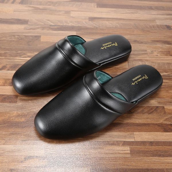 PAMIR Men's Genuine Leather Scuff Slippers with Memory Foam Insole and - Image 6