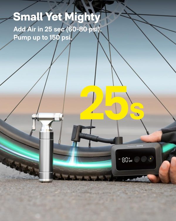 HOTO Mini Bike Tire Pump, 25s Fast Inflate Bicycle Pump with Guage, 150PSI - Image 2
