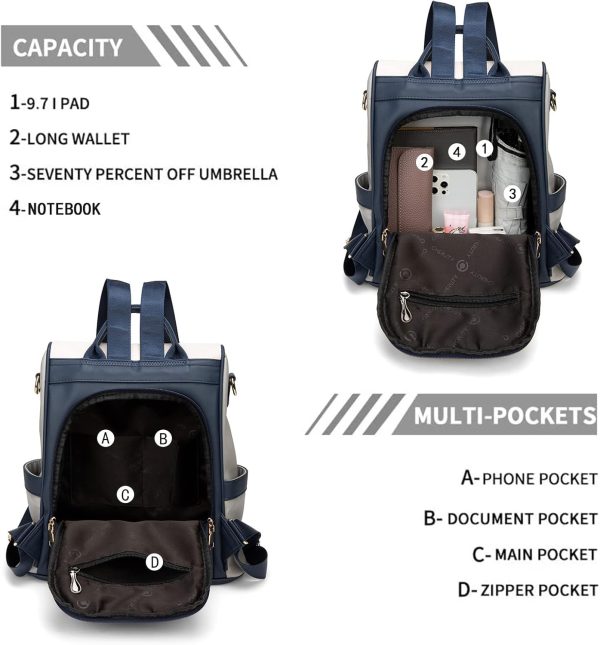 CHERUTY Women Backpack Purse PU Leather Anti-theft Casual Shoulder Bag - Image 4