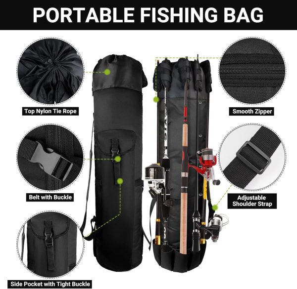FOUUAAOOU Fishing Rod Bag, Fishing Rod Case Bag with Durable Folding Oxford - Image 2