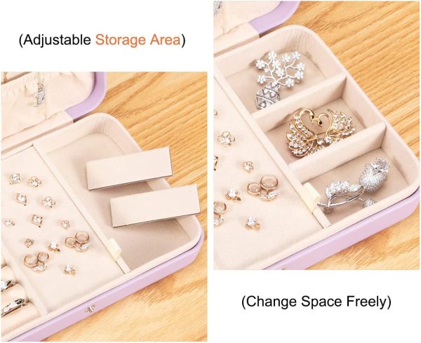 LANDICI Small Jewelry Box for Women Girls, PU Leather Travel Jewelry Case, - Image 4