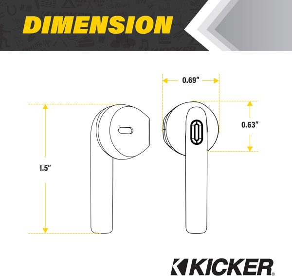 KICKER TWS1 True Wireless Earbuds, Bluetooth Earbuds with Microphone, - Image 3