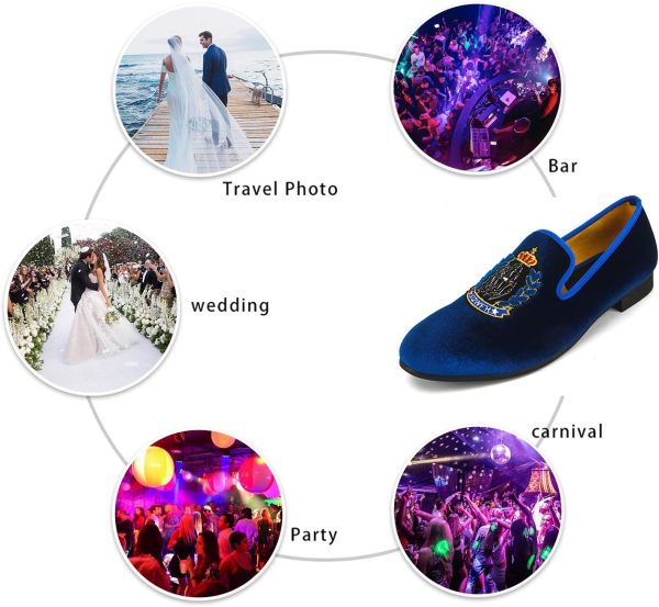 Mens Velvet Loafers Shoes Spiked Dress Shoes with Gold Buckle for Wedding - Image 5