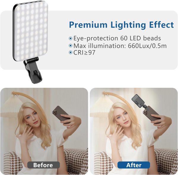 60 LED Portable Selfie Light Video Conference Lighting with Clip & Camera - Image 4