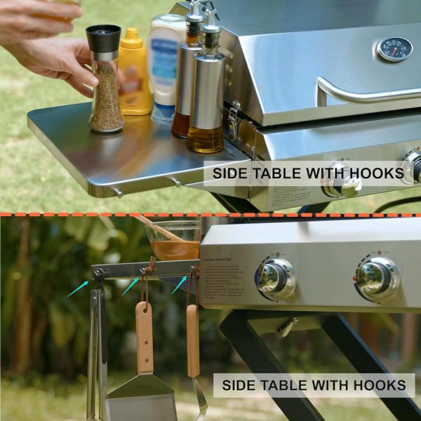 Onlyfire BBQ Gas Grill 3-Burner with Foldable Cart & Side Table, Portable - Image 4
