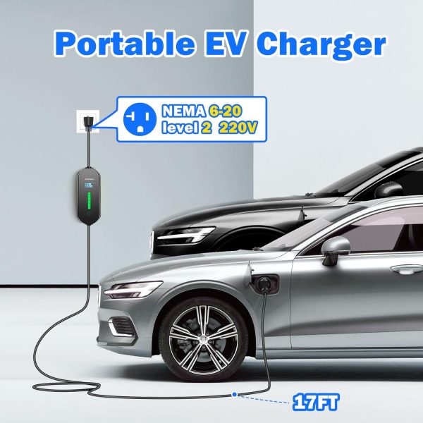 Level 1& Level 2 EV Charger for SEA J1772 EVs, 16Amp 110-240V,17ft Cable, - Image 2
