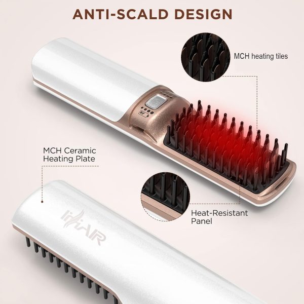 Hot Hair Straightener Brush,Portable Mini Cordless Hair Straightener with - Image 6