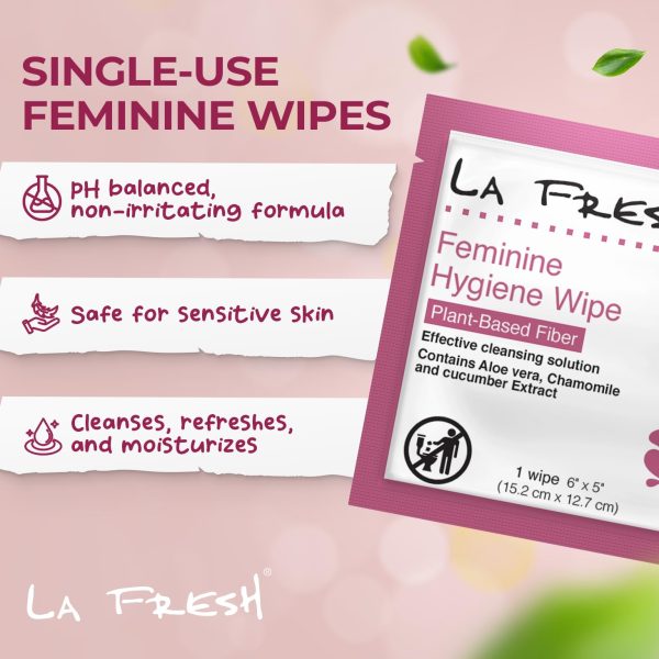 LA Fresh Feminine Wipes with Aloe Vera, Chamomile Extract, Cucumber, and - Image 2