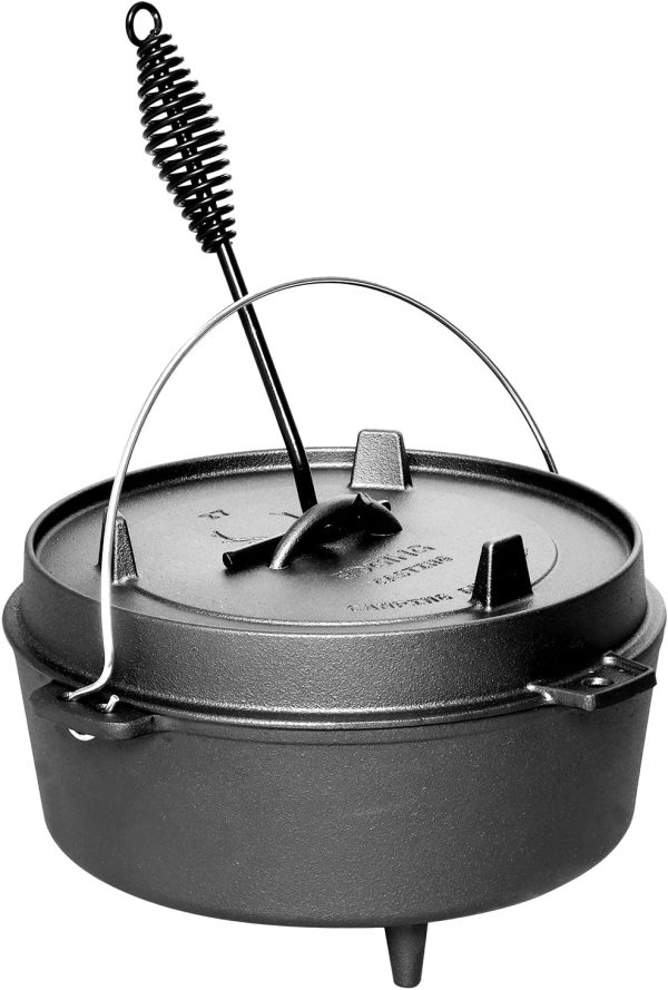 Pre-Seasoned Cast Iron Dutch Oven With Skillet Lid, Outdoor Camping Deep - Image 2