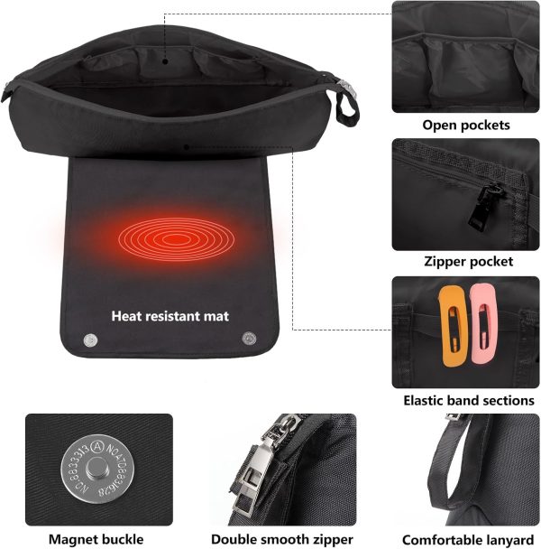 Large Hair Tools Travel Bag with Heat Resistant Mat for Straighteners, - Image 5