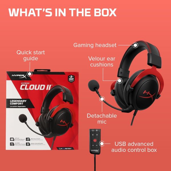 HyperX Cloud II - Gaming Headset, 7.1 Surround Sound, Memory Foam Ear Pads, - Image 12