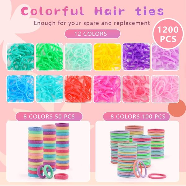 Hair Accessories for Girls, 1350P Colorful Hair Ties Set with 72P Hair - Image 2