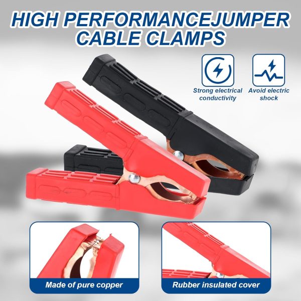 Battery Jumper Cable Clamps, 2 Pieces Alligator Battery Clamps Clips Heavy - Image 4