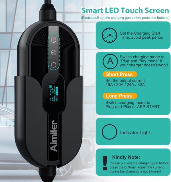 Level 2 Electric Vehicle EV Charger, 32A 240V NEMA 14-50 Plug, Portable - Image 2