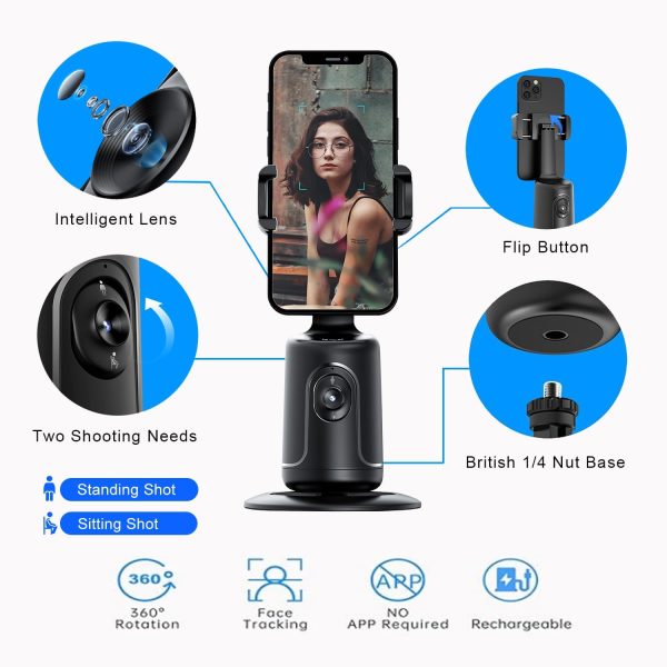 GREEN HOUSE Auto Face Tracking Phone Holder & Mount, 360°Fast Rotation, - Image 6