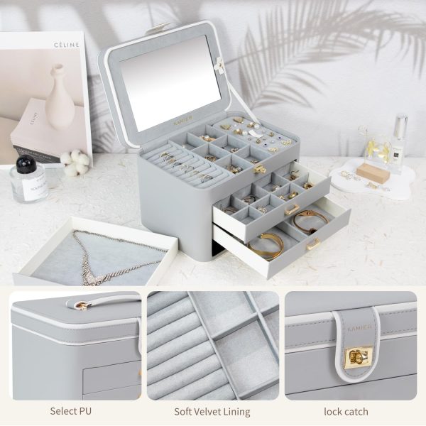 KAMIER Jewelry Organizer for Women, 4 Layer Jewelry Box with Mirror, 3 - Image 2